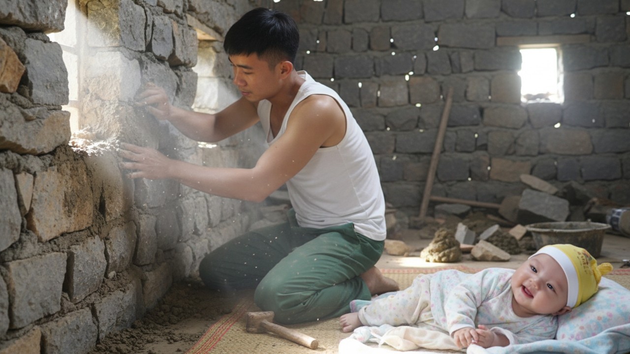 Baby Truc Lam Was Cold When the Wind Came - Dad Trieu Duong Sealed Every Gap in the Wall