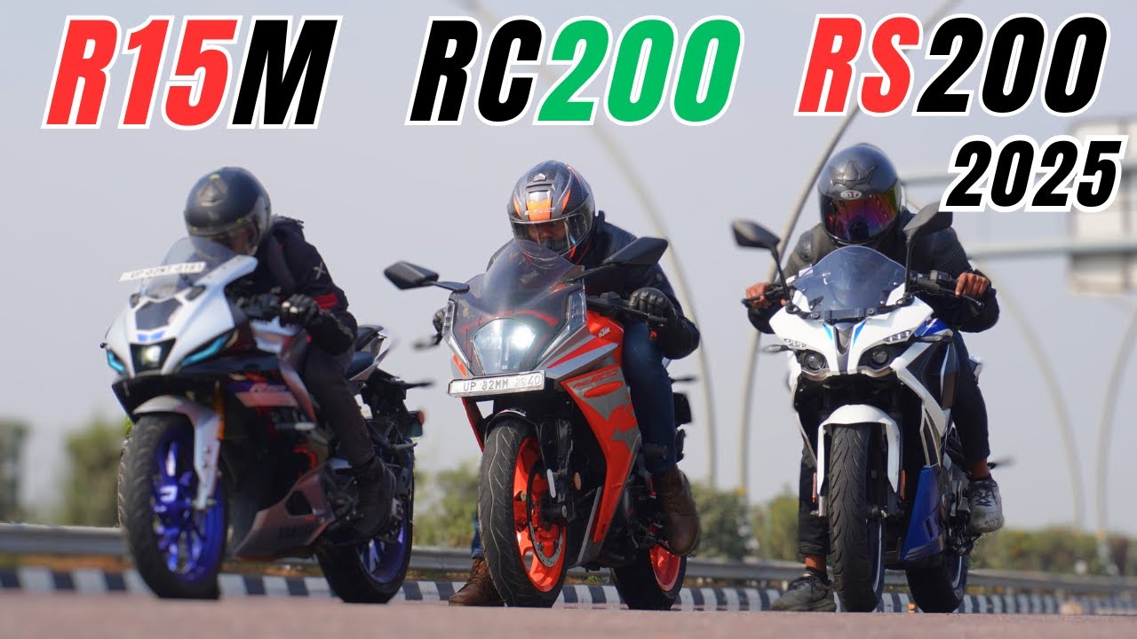2025 Pulsar RS200 vs Yamaha R15M vs KTM RC200 Drag Race | Triple Battle |