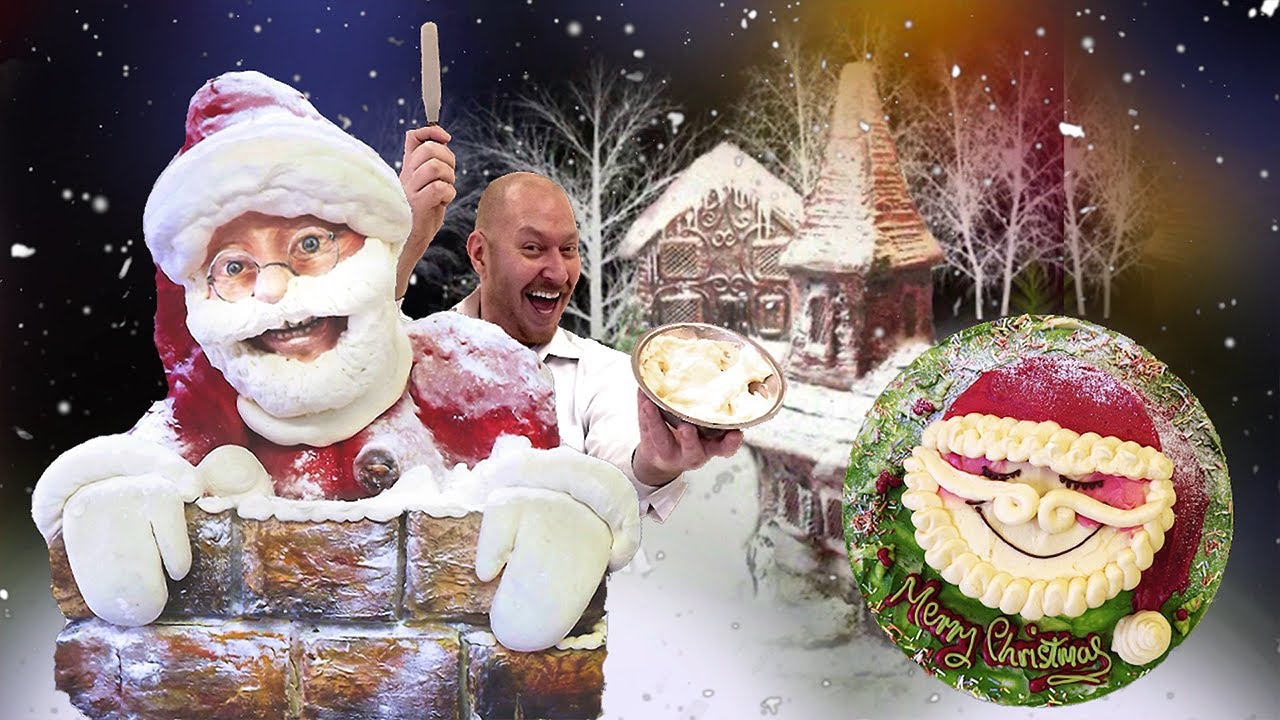 How to decorate a santa christmas cake - buttercream cake decorating tutorials for beginners