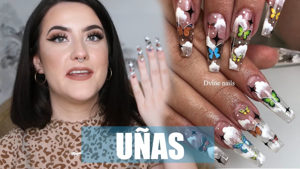 UÑAS EN 10 MINUTOS | DISEÑO DE MARIPOSAS CON PEGATINAS