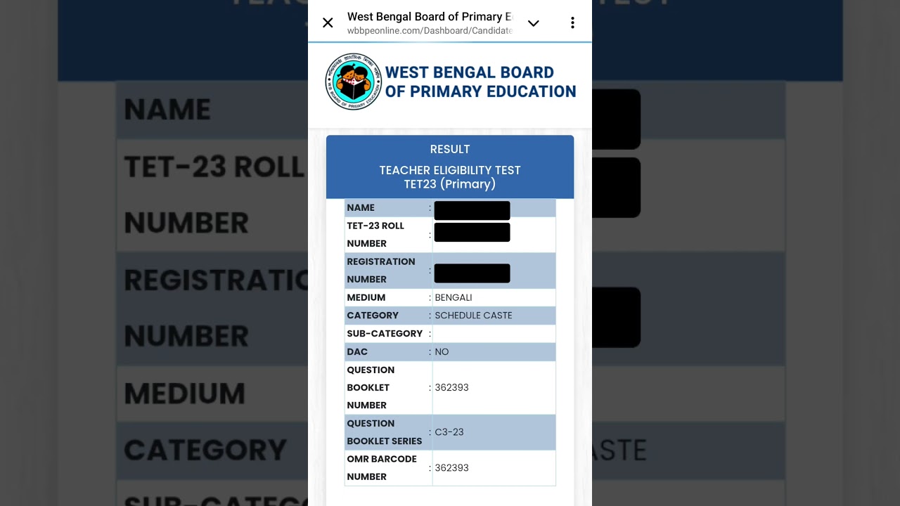 Primary TET 2023 Result Check Now | WBTET 2023 Result Check