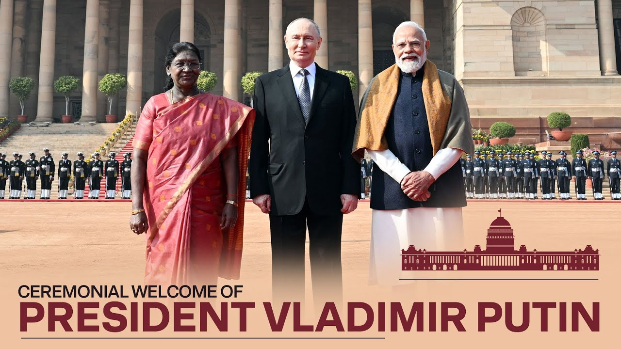 Ceremonial welcome of President Vladimir Putin of Russian Federation at Rashtrapati Bhavan