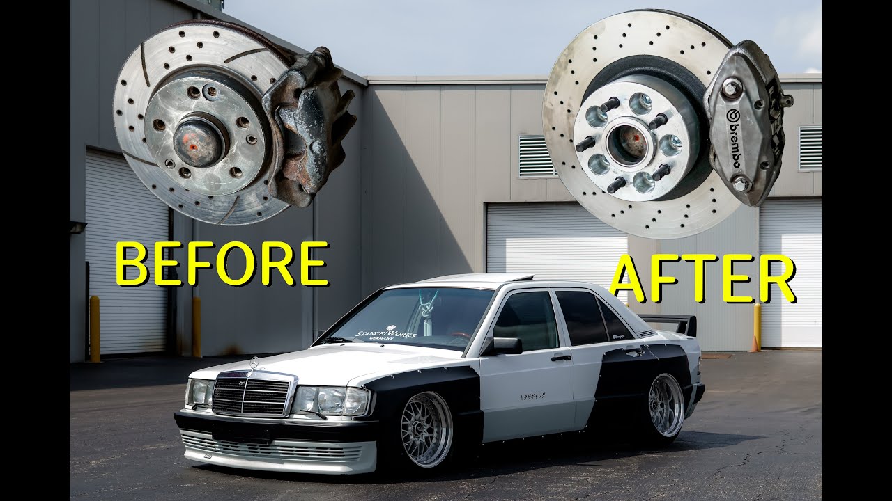 Бюджетная модернизация тормозной системы Brembo на моем Mercedes 190e W201 Pandem с 265 мм до 330...