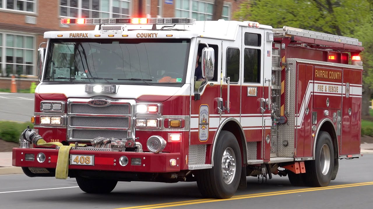 Fairfax County Fire & Rescue Engine 408 & Annandale Vol. Fire Department Ambulance 408 Responding