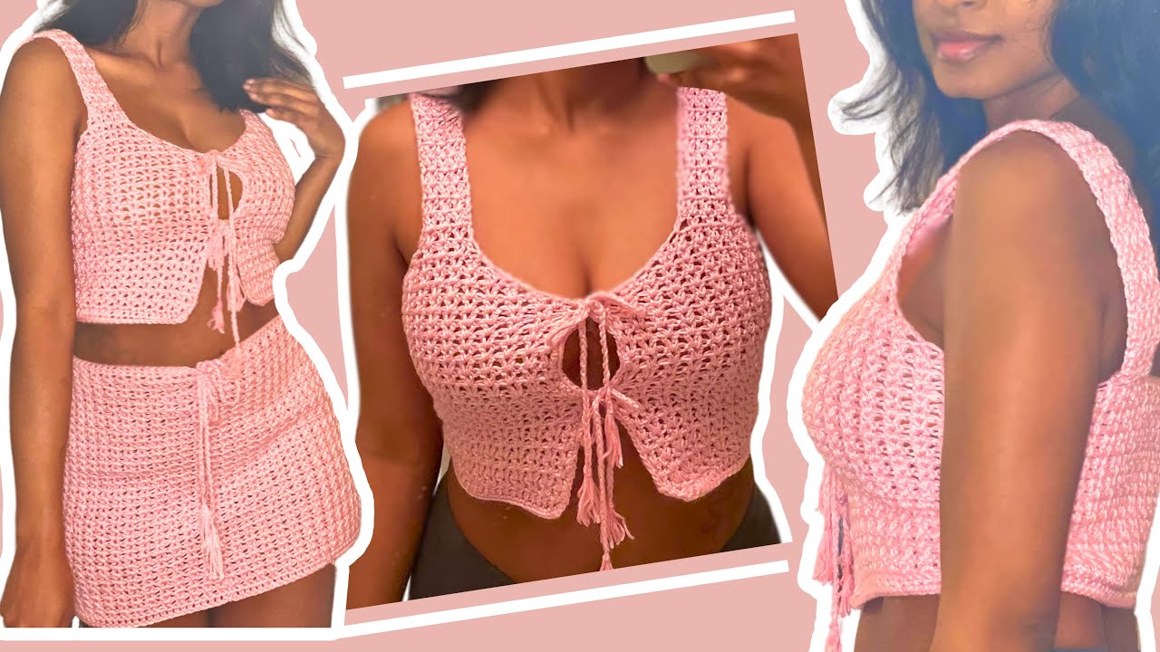 V- stitch crochet top tutorial (How to crochet front tie top) -The crochet hermit