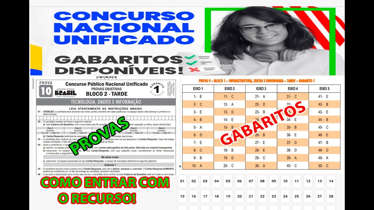 CNU COMO VER AS PROVAS e GABARITOS e COMO ENTRAR COM RECURSO , em caso de erro nas quest&otilde;es!