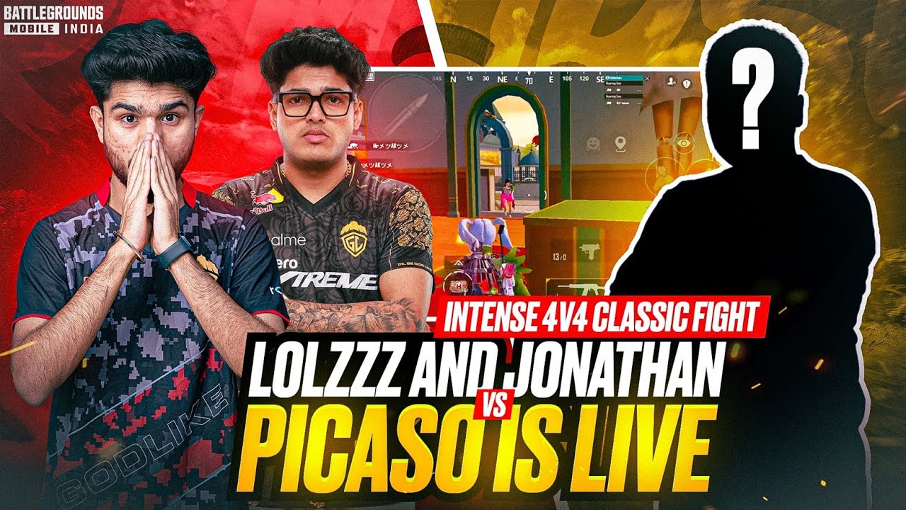 @JONATHANGAMINGYT & @LoLzZzGaming vs @PICASOISLIVEBGMI 4v4 INTENSE RANK PUSH FIGHT