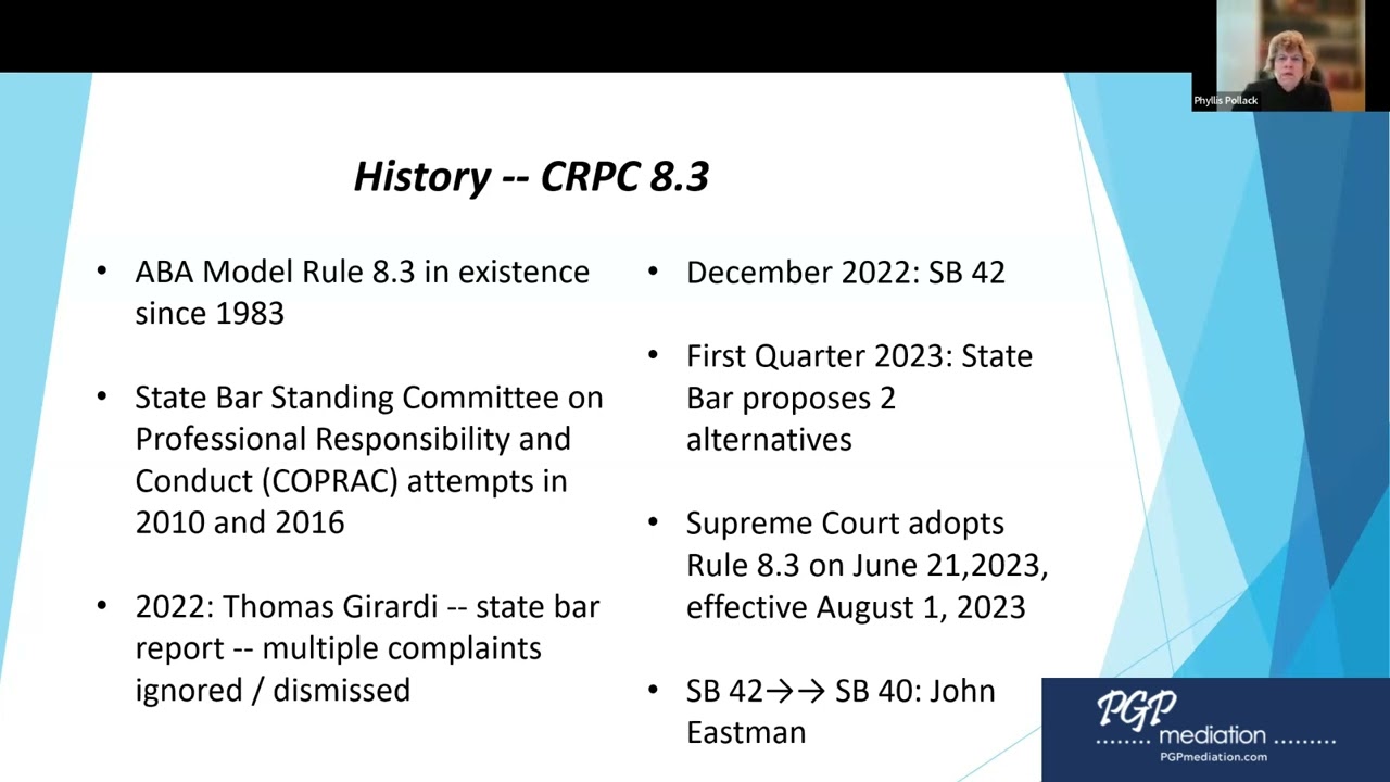 California Rule of Professional Conduct 8 3 In A Nutshell by Phyllis Pollack