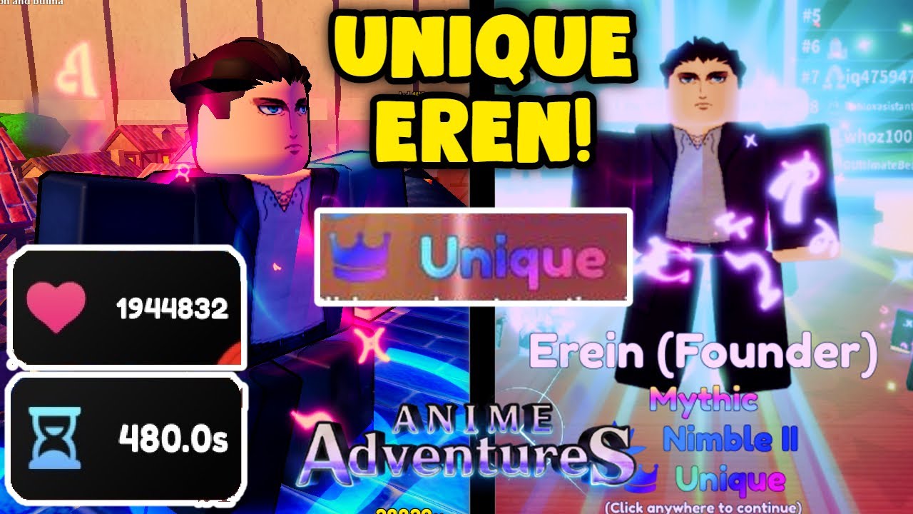 UNIQUE EREN SHOWCASE! BEST BOSS KILLER IN ANIME ADVENTURES!
