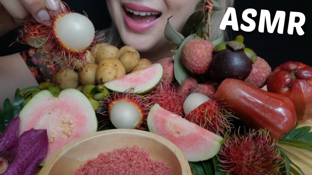 Exotic Fruit Platter *ASMR Crunchy Satisfying Eating Sounds | N.E Let's Eat