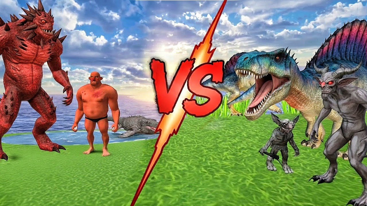 Red Monster vs Spinosaurus - animal revolt battle simulator ARBS 😱🔥