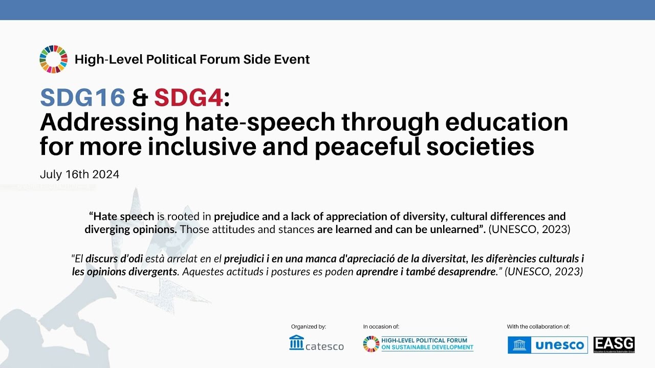 [CAT] SDG16 & SDG4: Tackling hate speech through education for more inclusive and peaceful societies