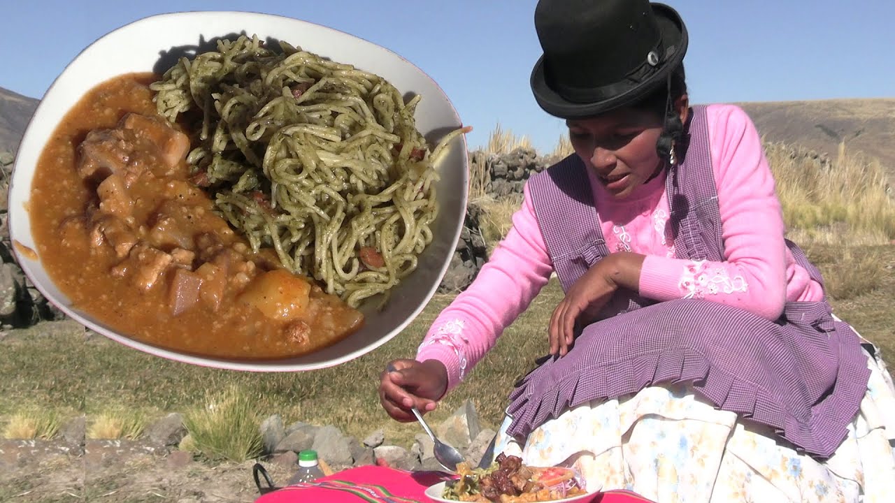 CARAPULCRA CON SOPA SECA PERUANA COCINANDO EN EL CAMPO - CHOLITA JULIA