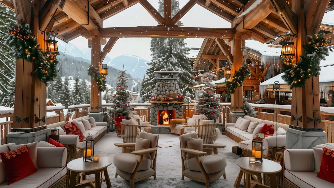 Cozy Winter Lodge Ambience ❄️ Fireplace Glow, Gentle Snow & Quiet Holiday Calm