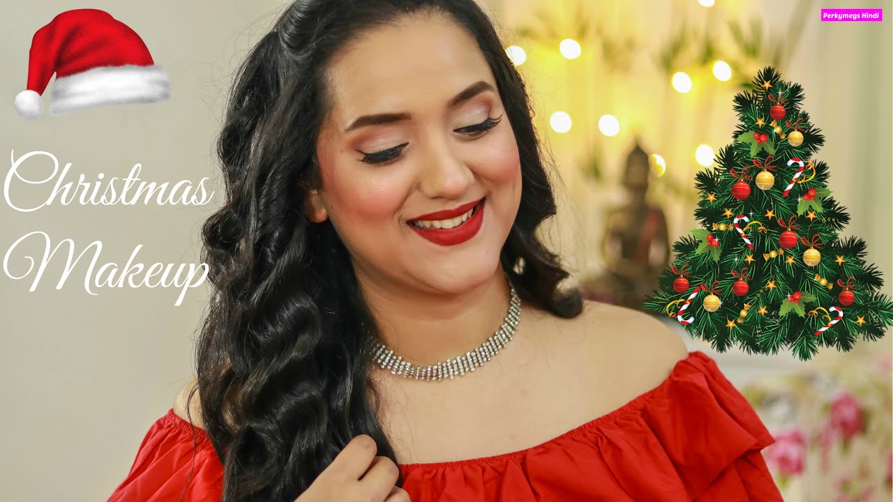 Christmas / Holiday Makeup Tutorial | Classic Red Lip Makeup | Perkymegs Hindi