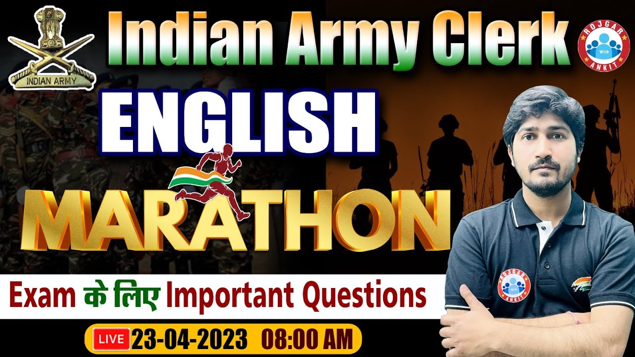 Indian Army Clerk Exam, English Clerk, English Marathon For Army Clerk, English By Vipin Sir