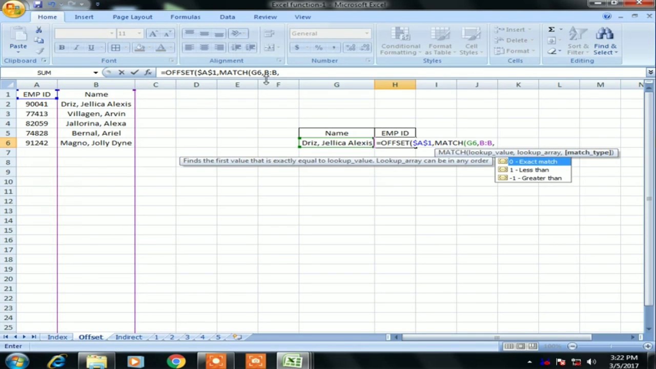HOW TO USE INDEX, OFFSET AND INDIRECT FUNCTION IN EXCEL