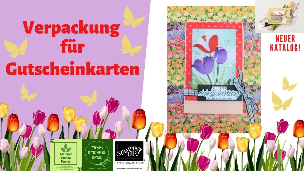 Blühende Felder - Sag's mit Tulpen| Verpackung für große Gutscheinkarten| Tricks - Tipps| Stampin'Up