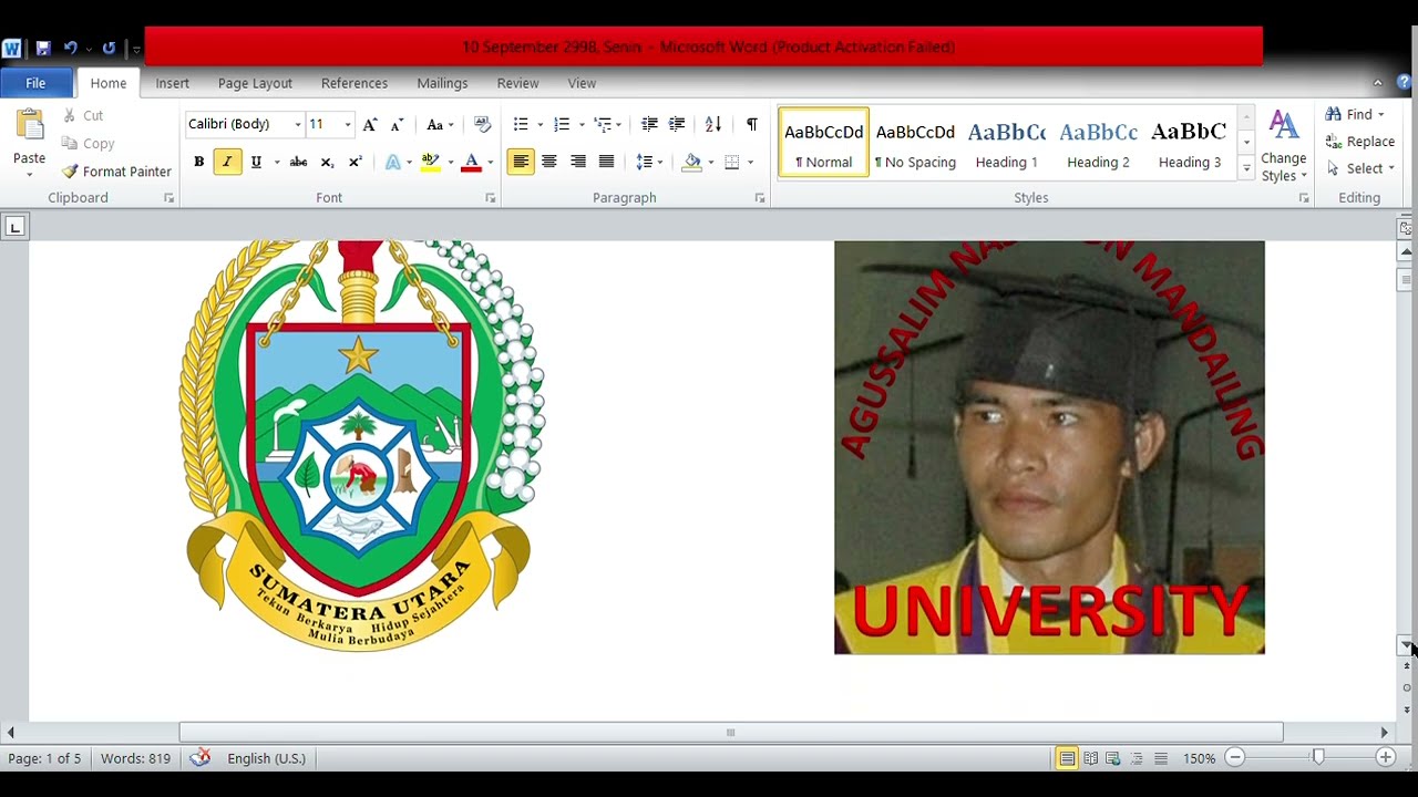 untuk ke-GUBERNUR-an SUMATERA UTARA dari UniversitasAgussalimNasutionMandailing, 10 Sept 2998, Senin