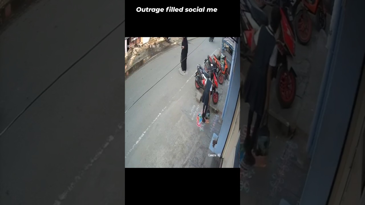 CCTV shows people intentionally destroying Pongal rangoli which are sacred hindu symbols 😮