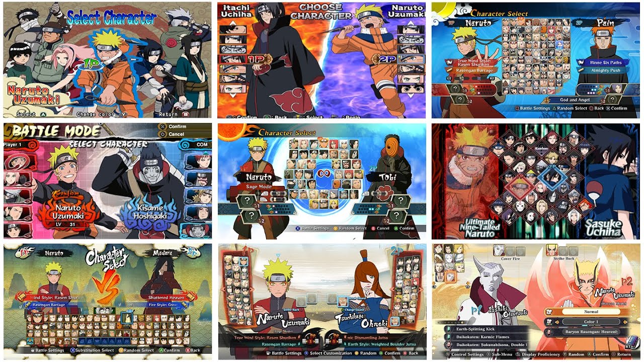 Evolution Of Naruto Games Select Screen (2003-2025)