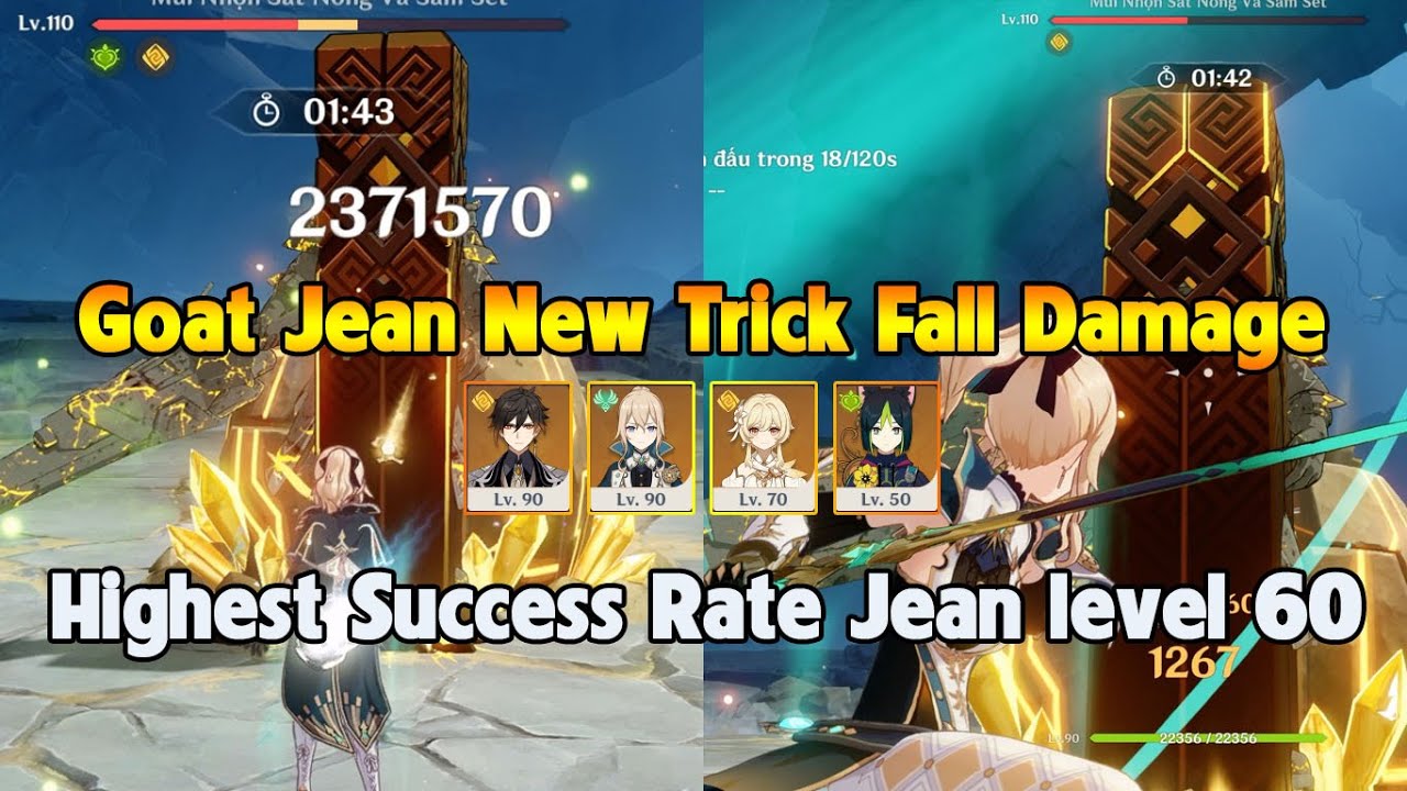 Goat Jean Fall Damage New Trick Highest Success Rate And Jean Level 60 Stygian Onslaught 6.3