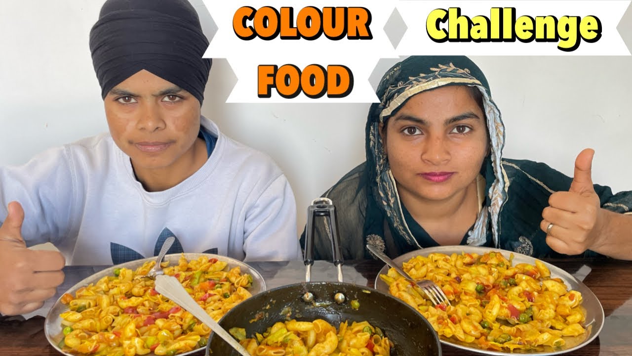 ASMR EATING MACARONI PASTA EATING CHALLENGE/ONE COLOR FOOD CHALLENGE 