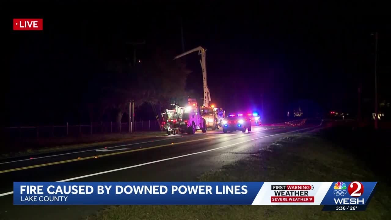 Downed power lines, 'large' brushfire force Lake County state road to partially close