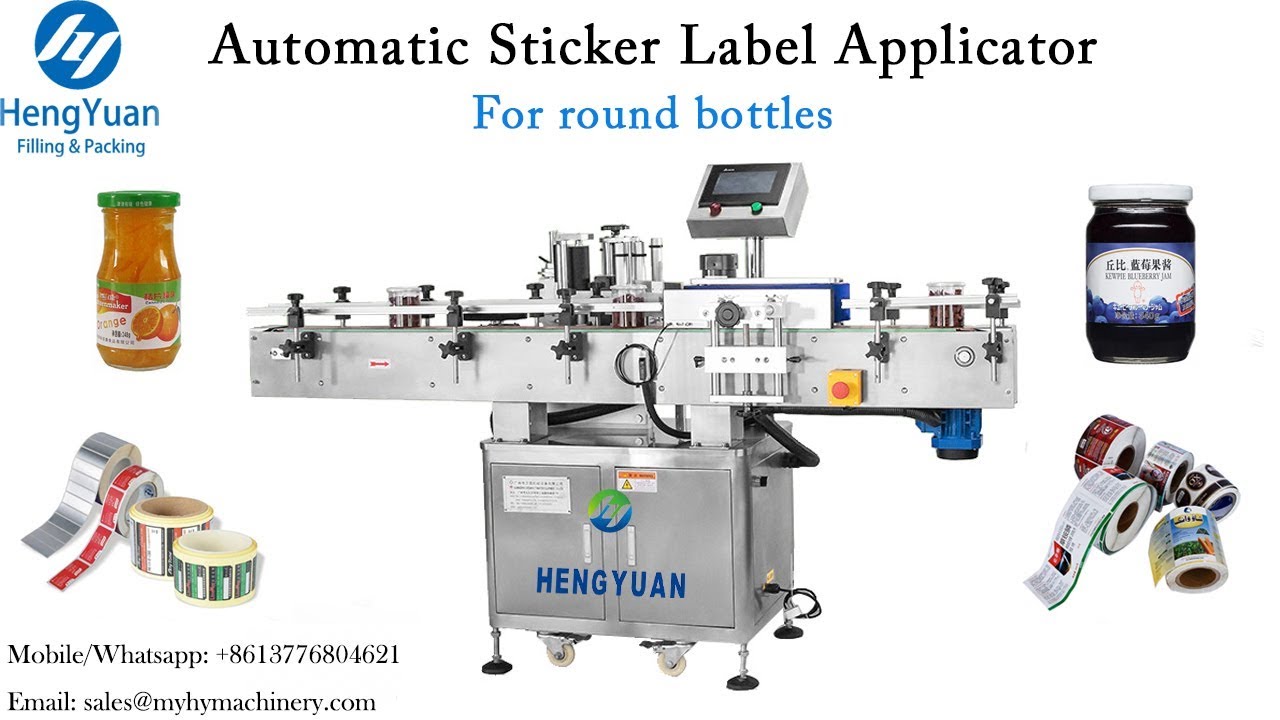 Automatic Sticker Label Applicator for Mango Juice Round Glass Bottle Labeling Machine