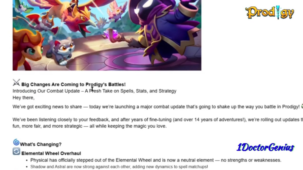 PRODIGY'S EMAIL: NEW UPDATES Coming Soon : 1DoctorGenius: Prodigy Math Game