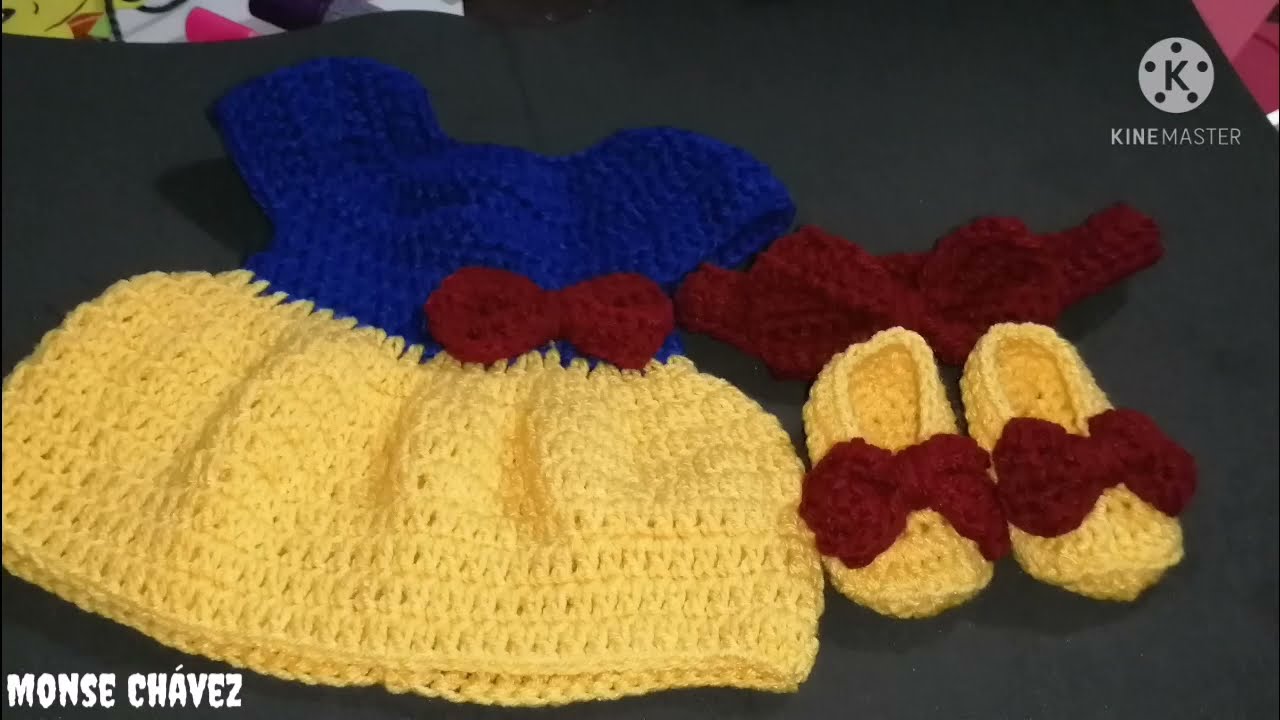 Zapatos y Diadema blanca nieves tejidos a crochet tutorial a ganchillo conjunto paso a paso 3 meses