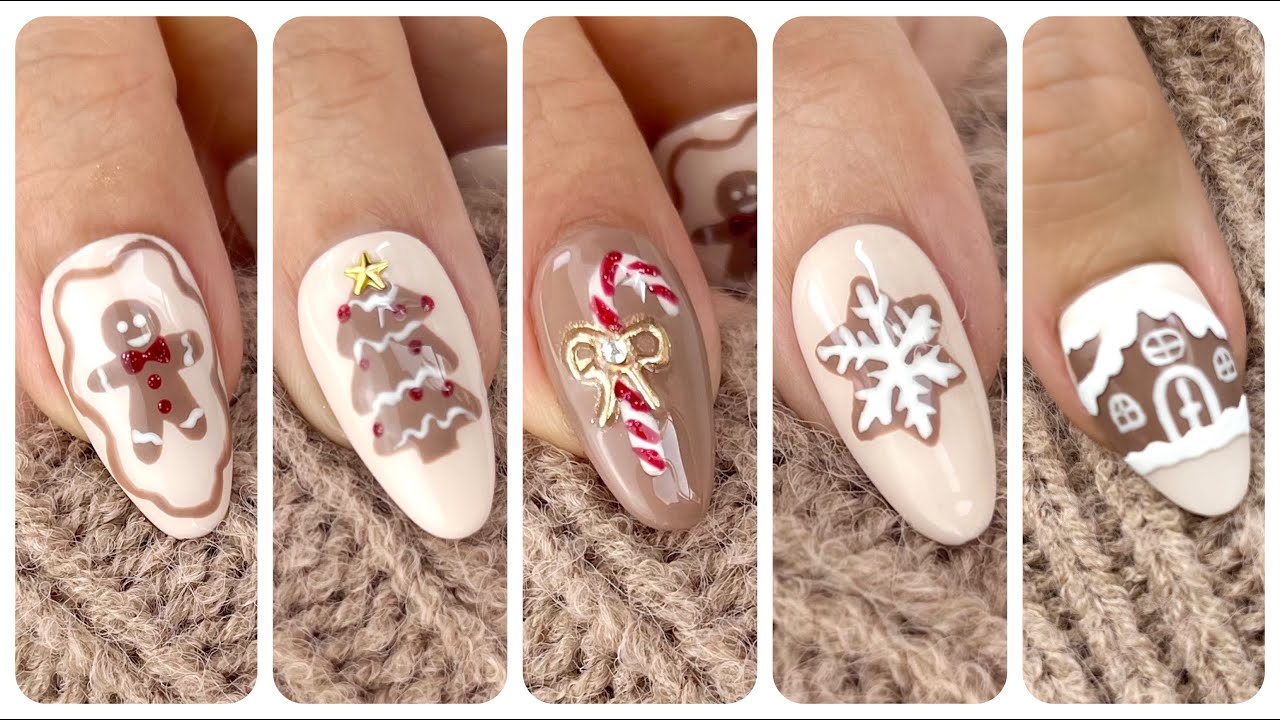 🎄✨Урок по созданию рождественского маникюра в стиле пряников | Простые пошаговые инструкции 💅