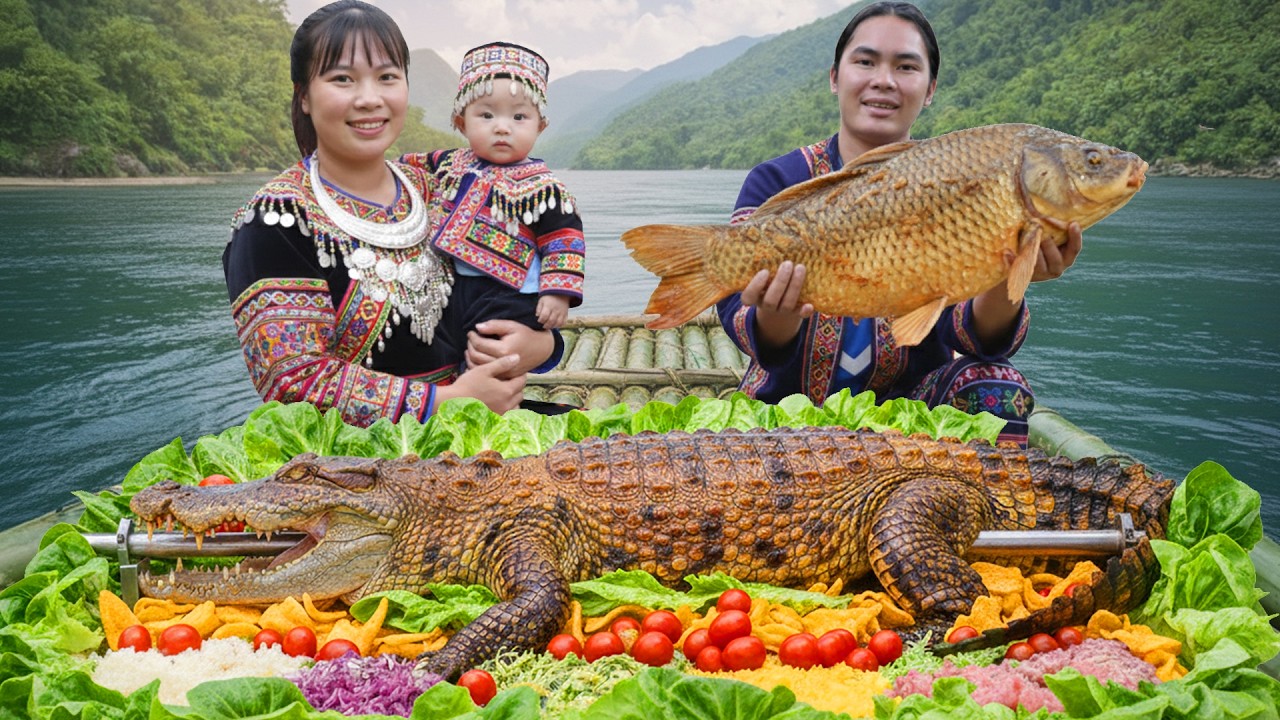 Rescuing Crocodiles From A Death Pit – Fishing, Cooking Delicious Meals For The Family