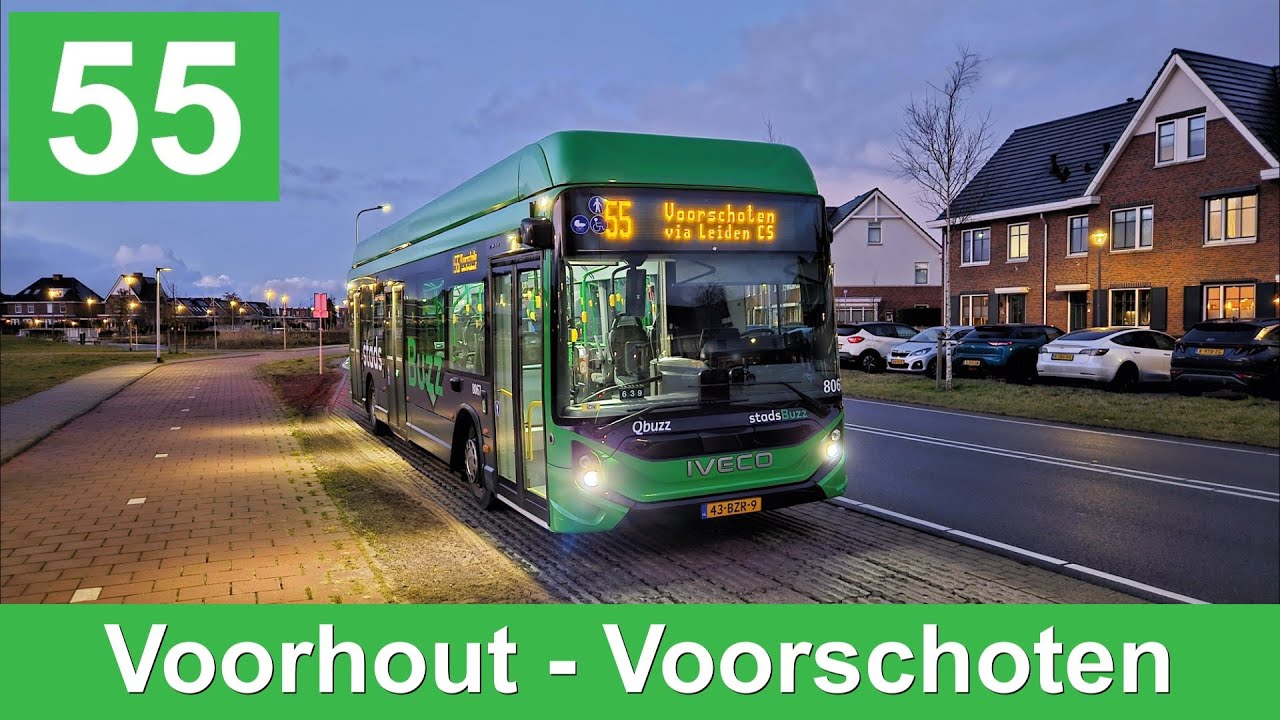 Qbuzz lijn 55: Voorhout Station - Voorschoten Starrenburg | Qbuzz ZHN | Streekbuzz | 2025