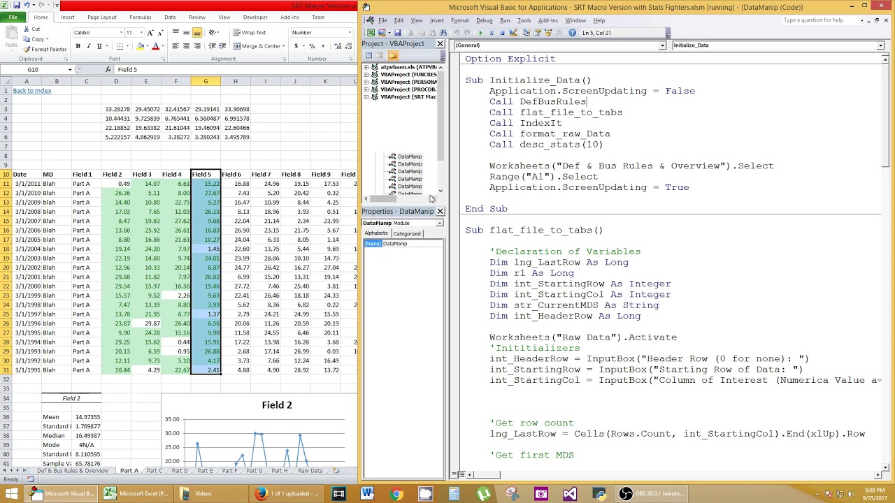 VBA Automate Data Manipulation Statstics