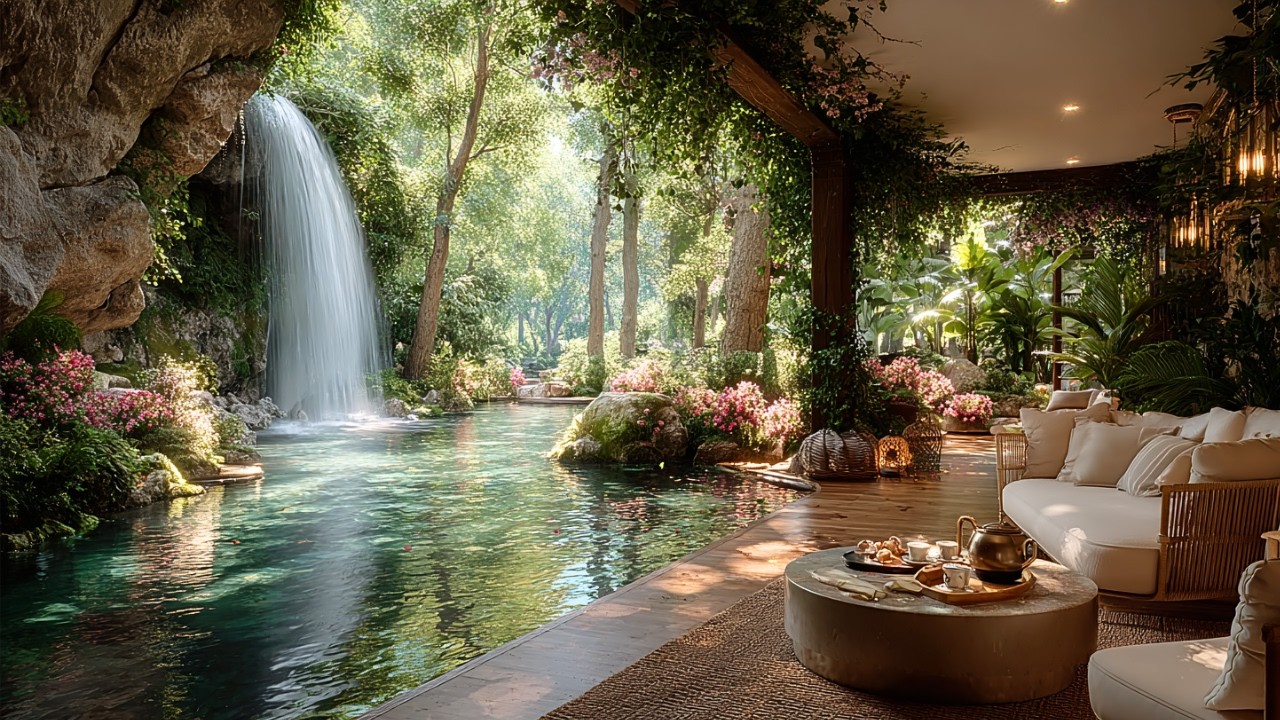Secret Forest Retreat 💧 Waterfall and Birdsong Ambience for Relaxation