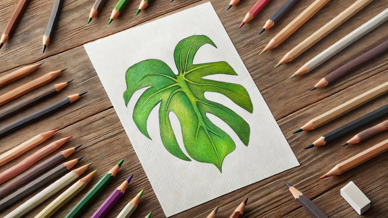 How to Draw a Beautiful Leaf Step by Step | Easy Colored Pencil Drawing Tutorial
