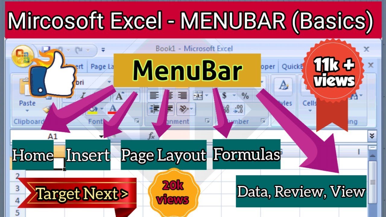 Learn About Microsoft Excel MENU Bar | Complete Microsoft Excel tutorials for beginners in hindi