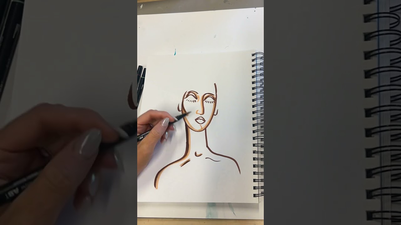 Tombow brush pens marker art portrait