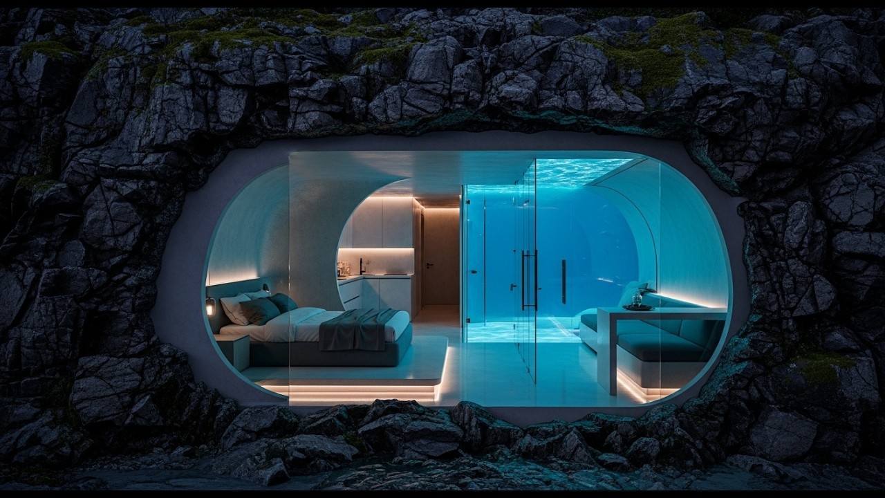 Building a hidden luxury cave home (ASMR) &ndash; This man created an underwater-style house by himself
