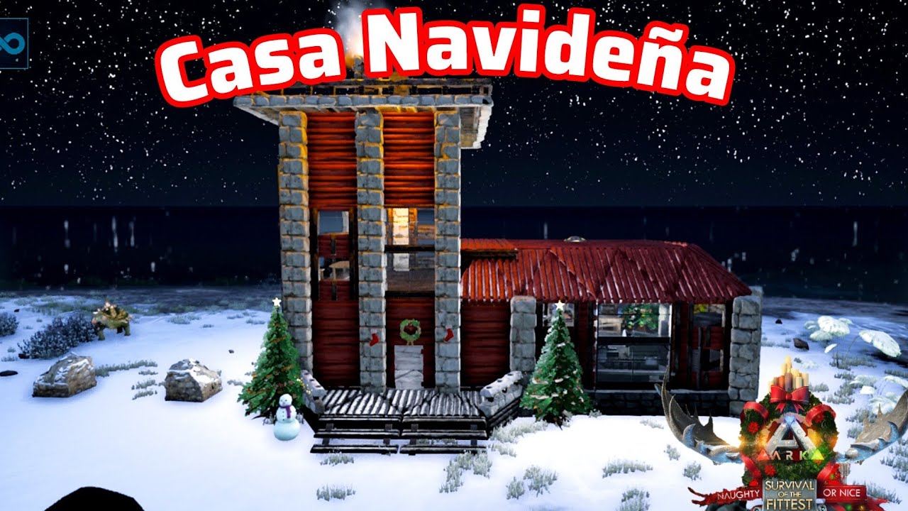 |ARK BUILD| 🔴 COMO HACER UNA HERMOSA CASA NAVIDEÑA 🎄🏠 - TUTORIAL 