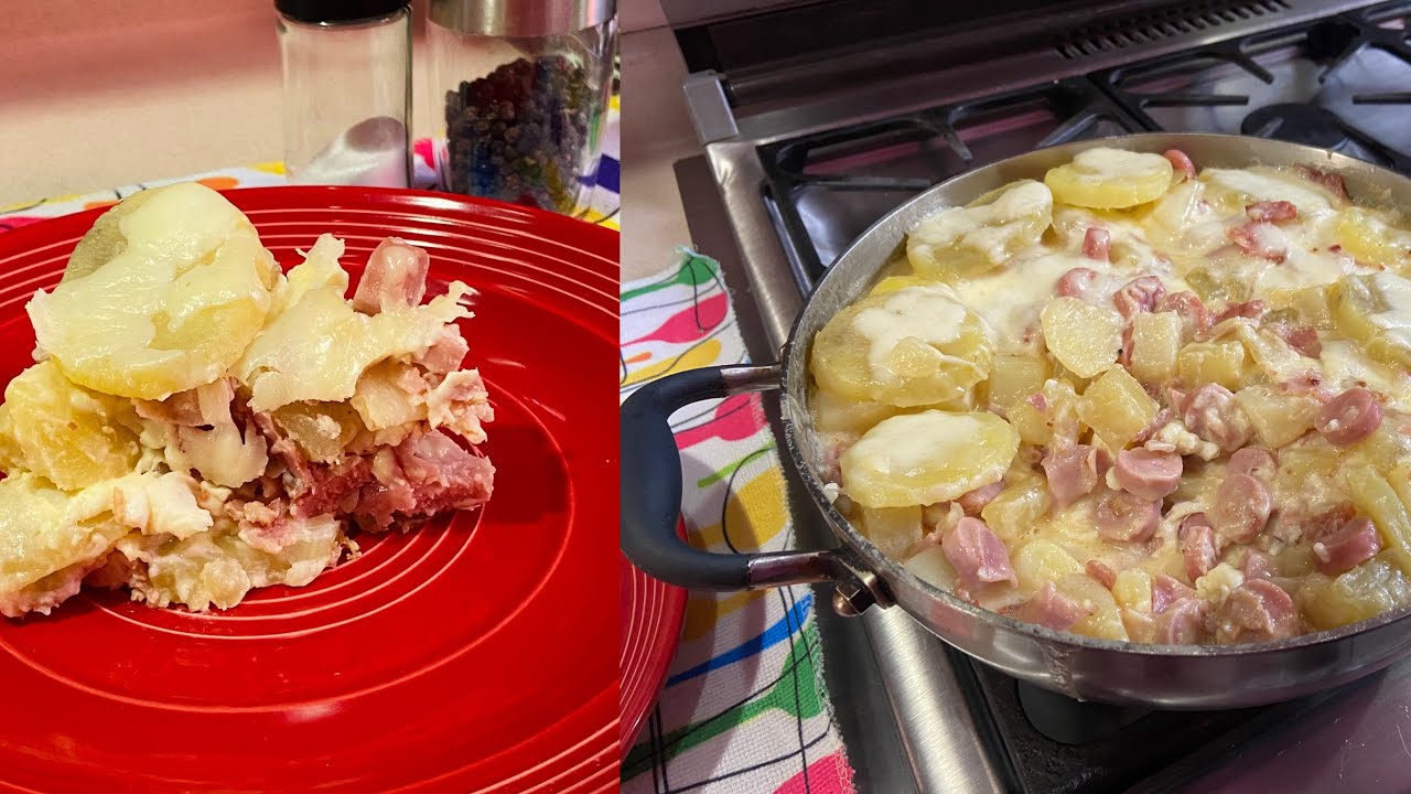 Papas gratinadas con jamón y queso (sin horno) | LA  COCINA DE BEBA