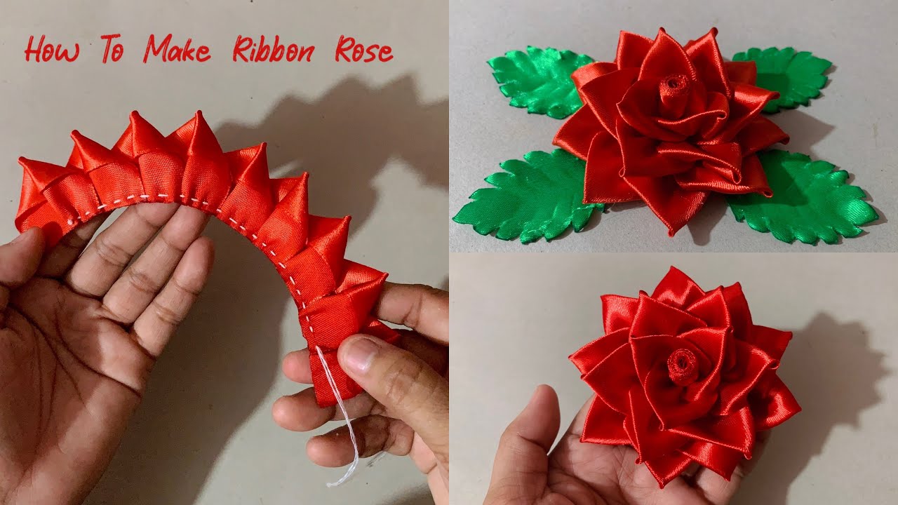 DIY Satin Ribbon Rose flowers | How to make ribbon rose | DIY: Ribbon Flowers | DIY Ribbon Flowers