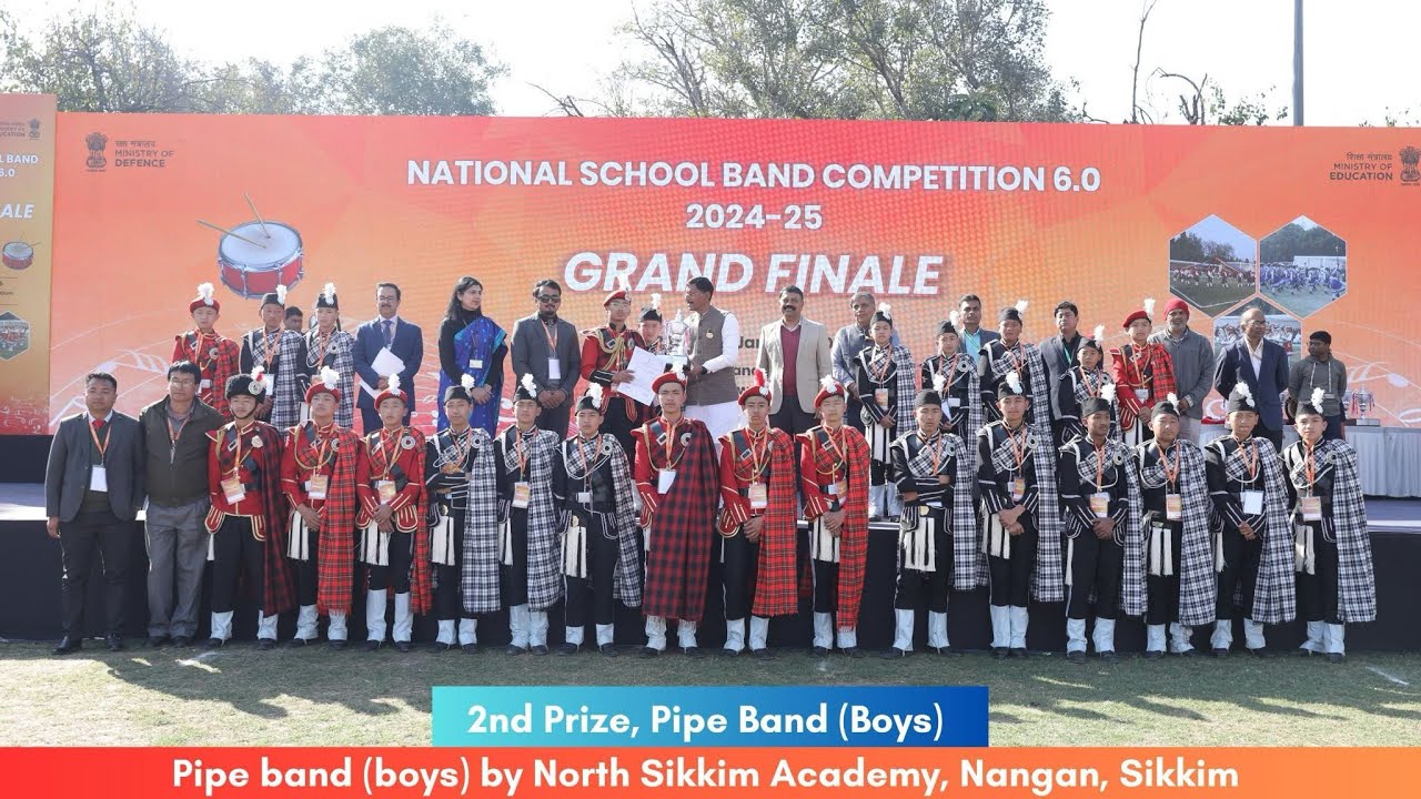 NORTH SIKKIM ACADEMY PIPE BAND DISPLAY IN NATIONAL LEVEL BAND COMPETITION,STOOD 2nd