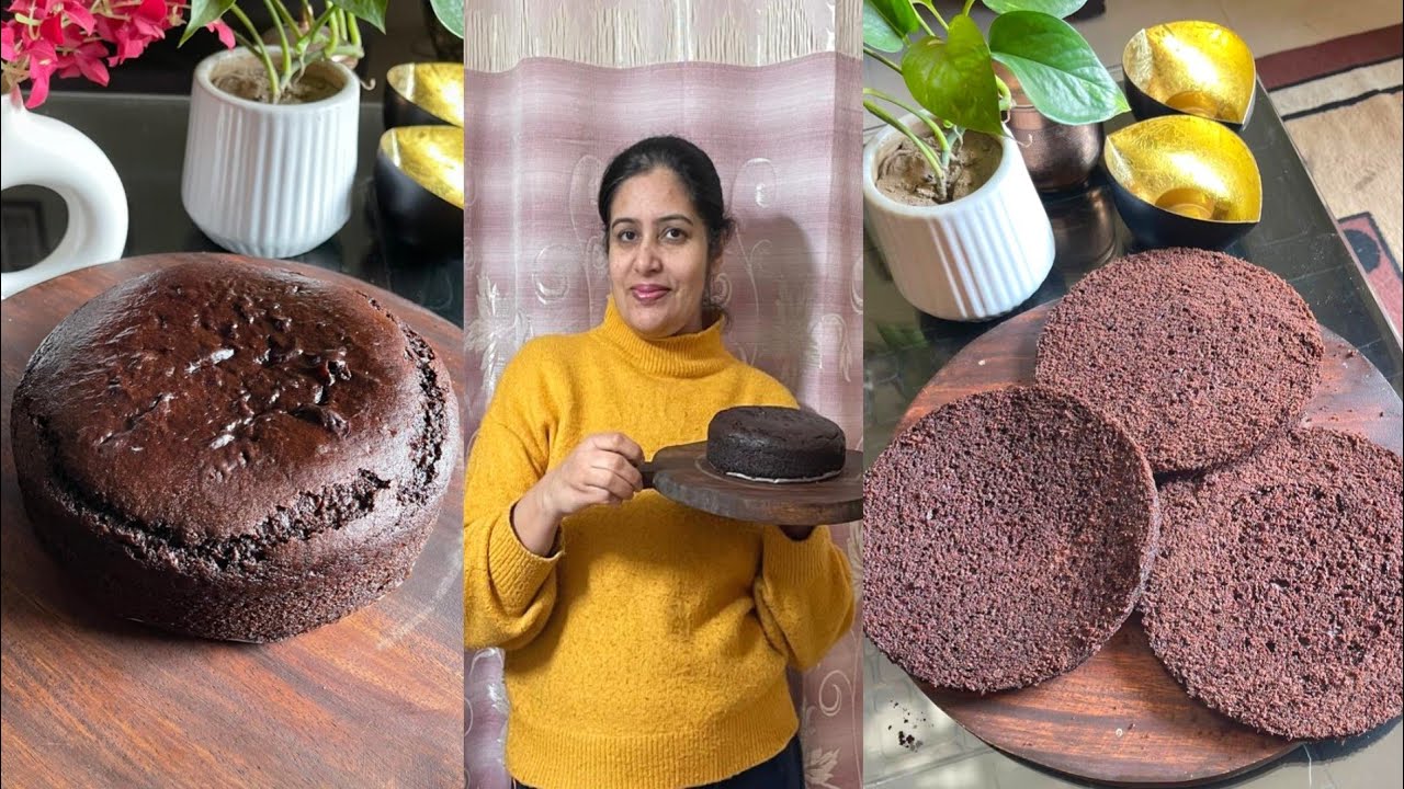 Easy Eggless Chocolate  Cake Sponge From Scratch  For 1 kg and 1/2 kg Cake | Eggless Chocolate Cake