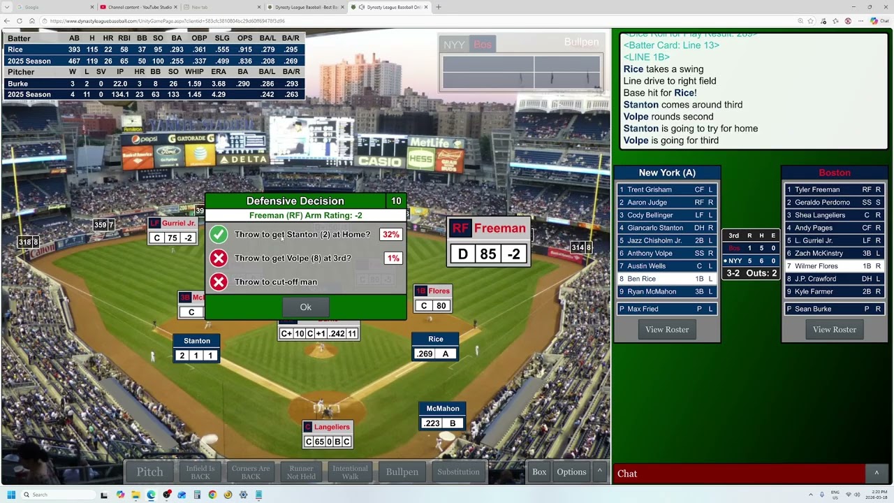 Game 131 New York Yankees vs Boston Mob, MLB vs Me 2025 Dynasty League Baseball Replay