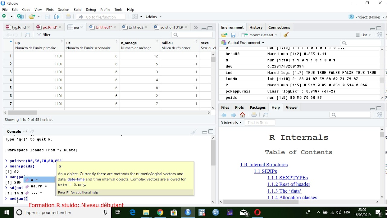 Statistique descriptive avec le logiciel R studio : partie1