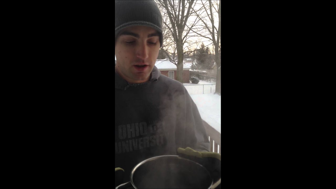 Boiling water evaporates into freezing air!