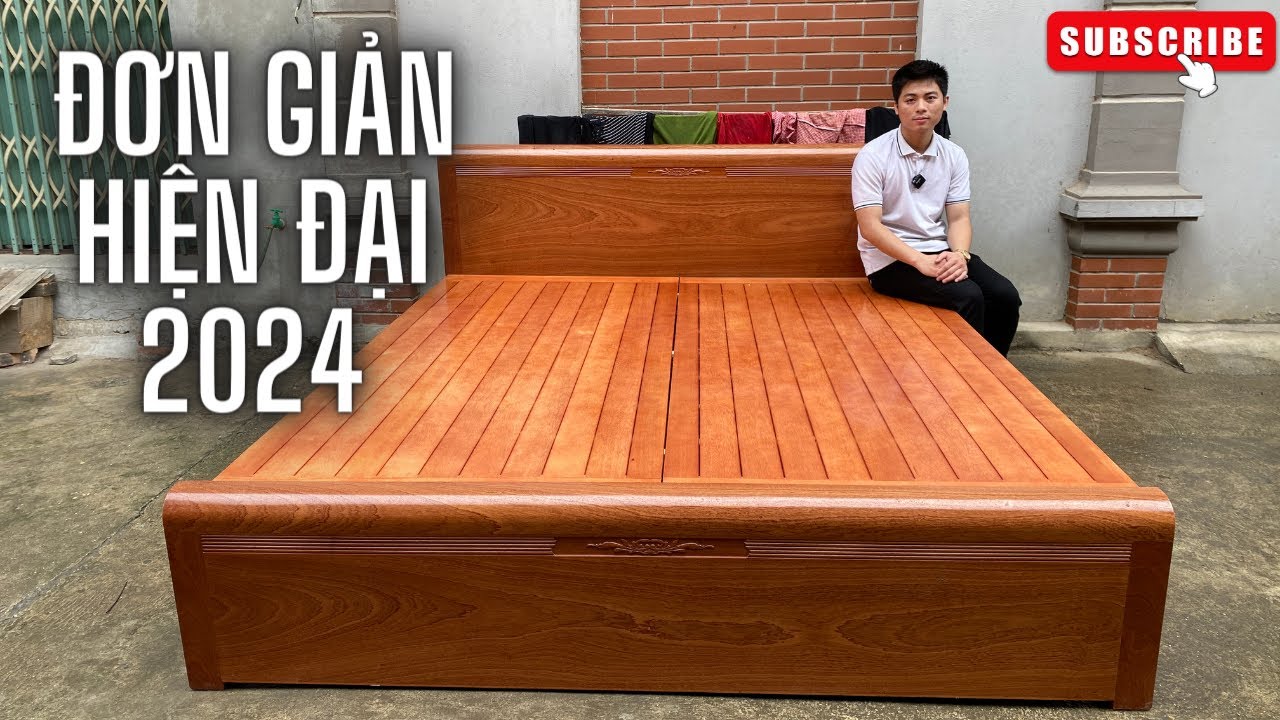 Mẫu giường ngủ siêu to gỗ xoan đào của chị Hoa ở Bắc Ninh.
