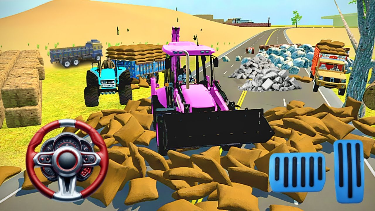 😍Drive JCB And Unloading Stone From Dumper Truck In Game🏗💥#dumper #tractor #jcb #truck #gameplay